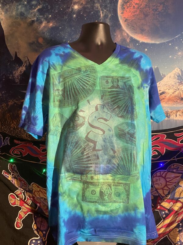 Money Shirt Tye Dye Extra Large V-Neck - Image 2